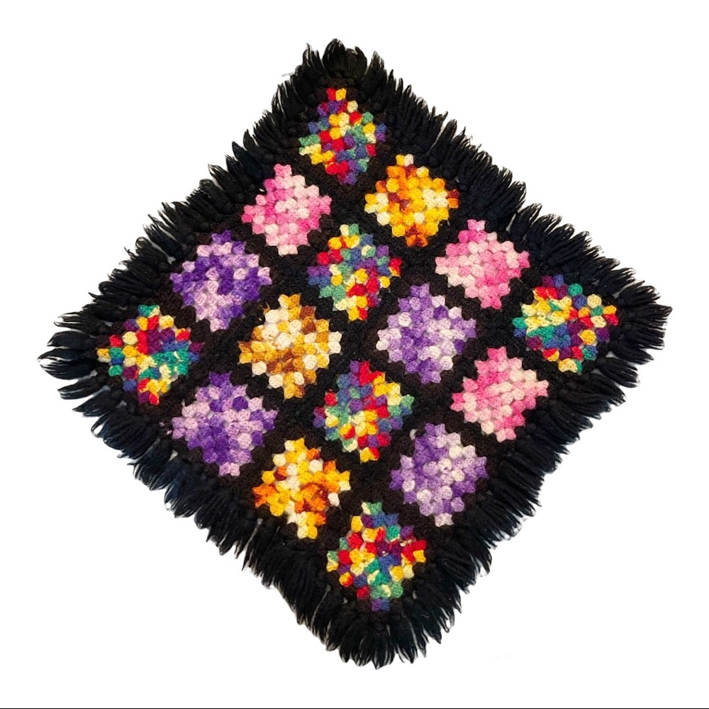 Granny square crochet piece vintage handmade